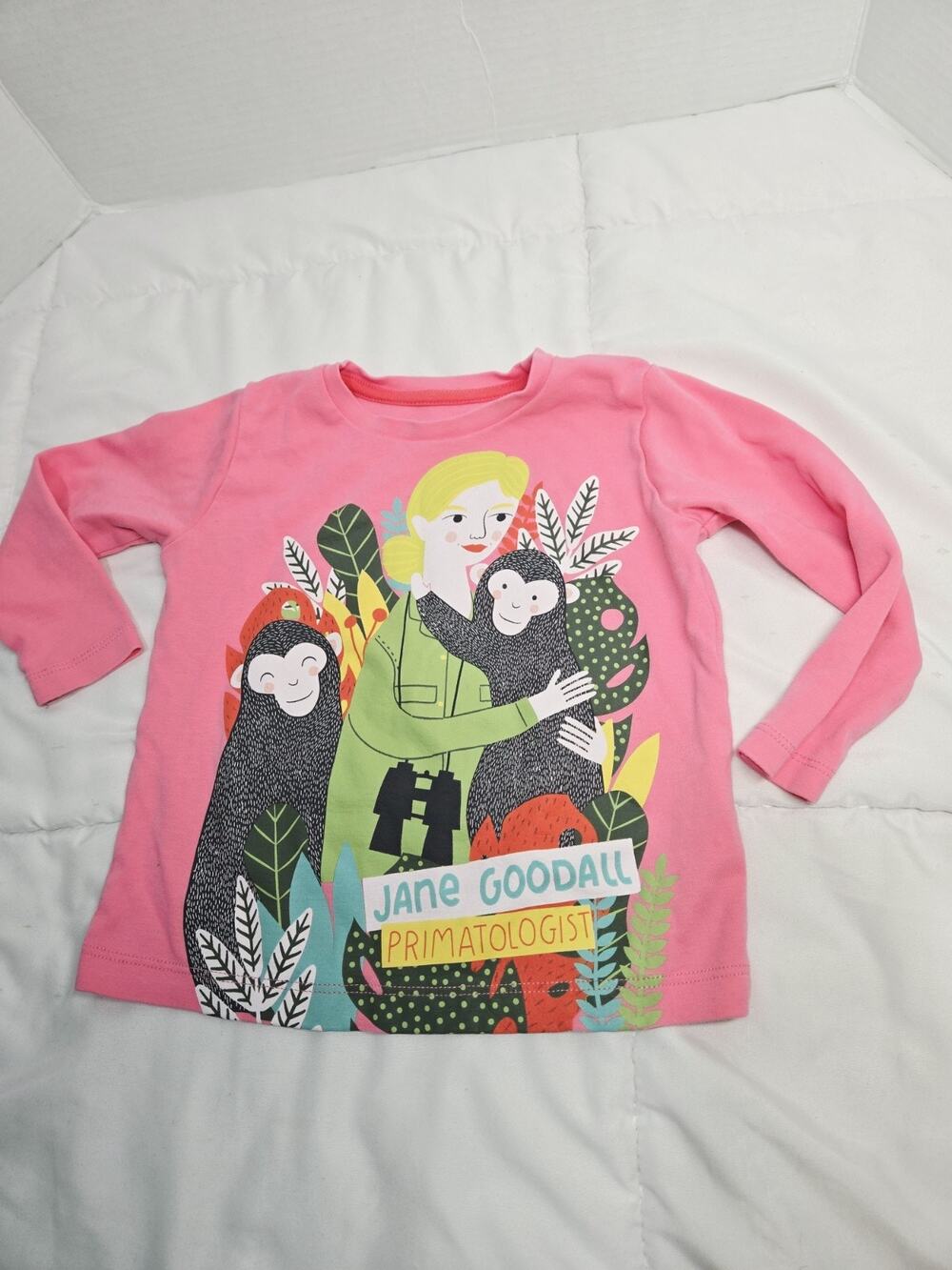 Piccolina Jane Goodall Girls Pink Long Sleeve Shirt Size 2t Trailblazer Peru